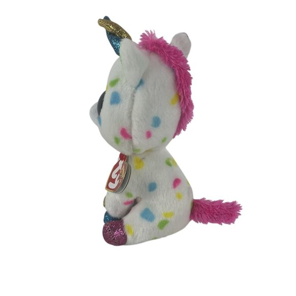 Ty Beanie Boos Harmonie Unicorn 7" Plush Rainbow Polka Dots Glitter Eyes w/Tags - Picture 4 of 9